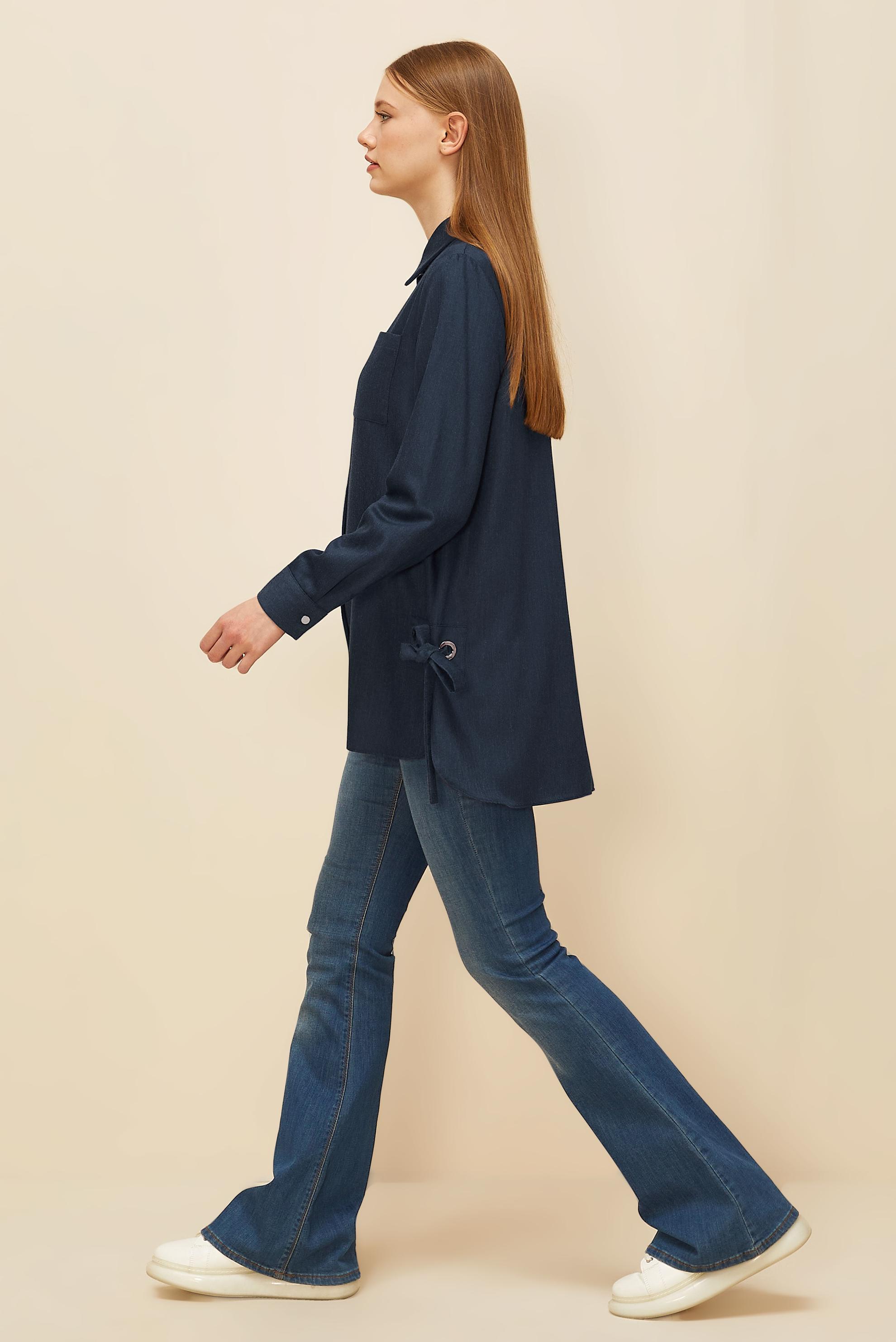 Tesettür giyim LACİVERT BAĞLAMA DETAYLI TUNİK 46050