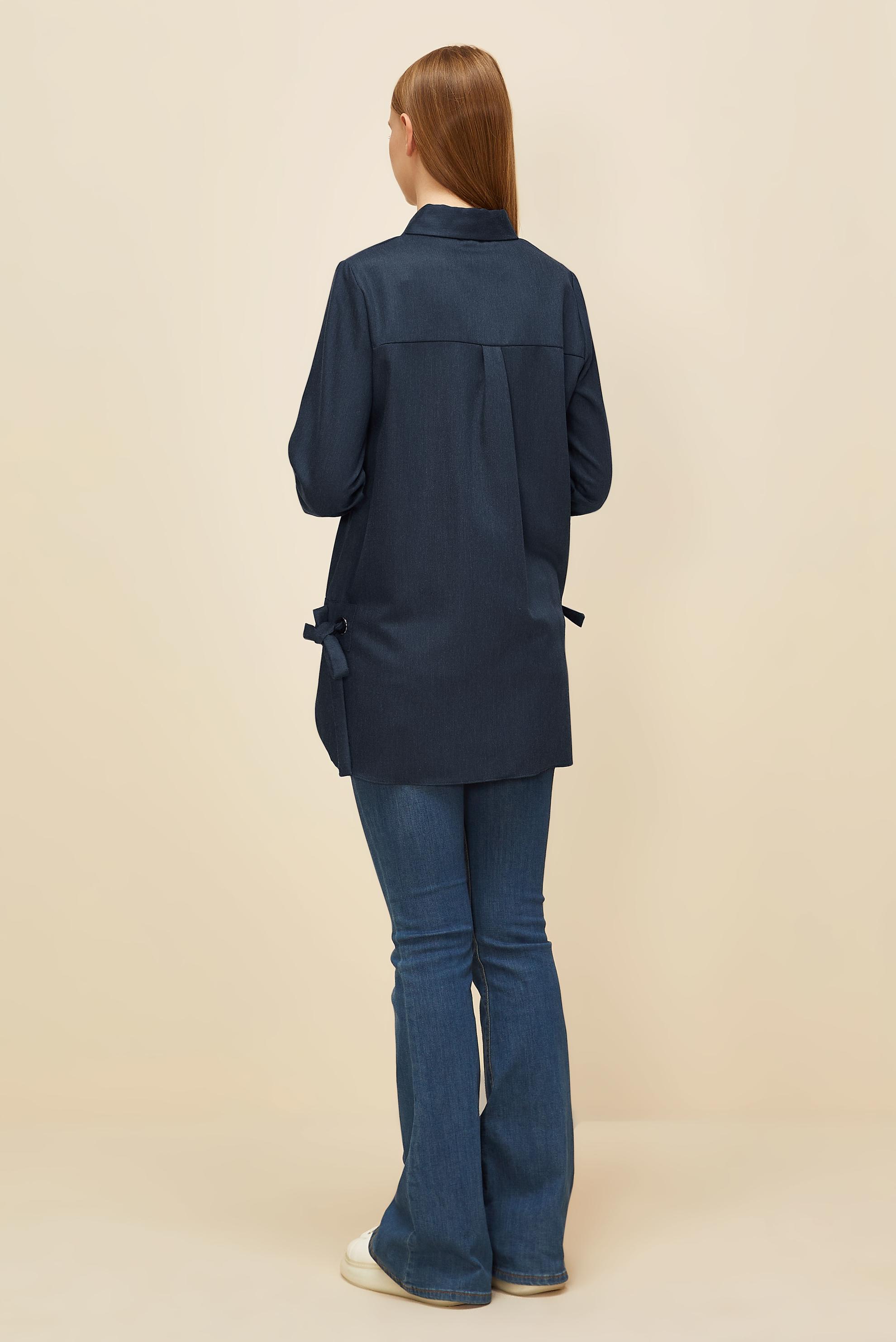 Tesettür giyim LACİVERT BAĞLAMA DETAYLI TUNİK 46050