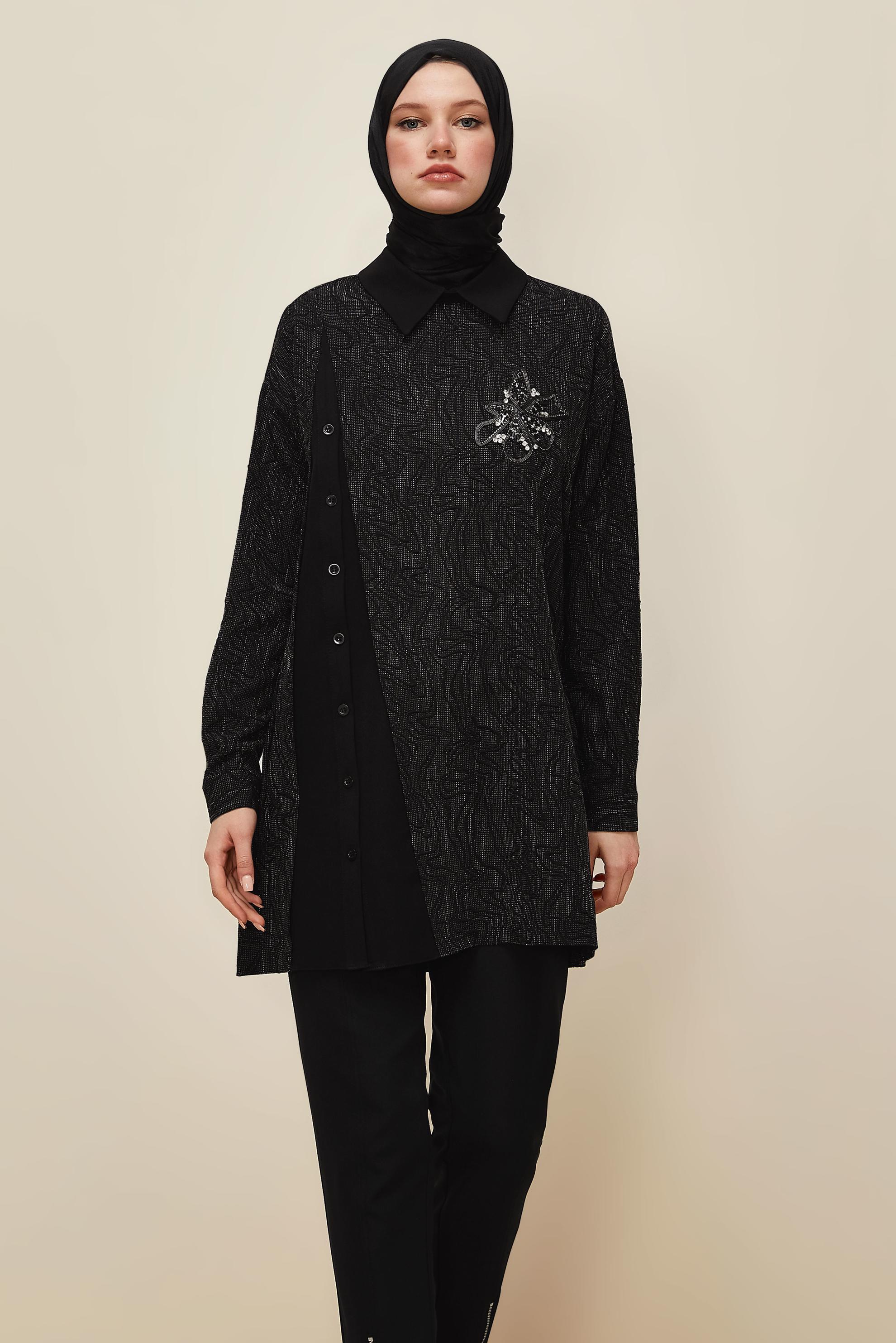 Hijab clothing BLACK 46051 9836 TUNİK 40-46 TEK 38