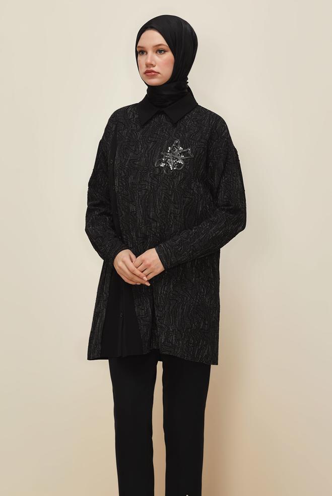 Tesettür giyim SİYAH 46051 9836 TUNİK 40-46 TEK 38 - ALVİNA