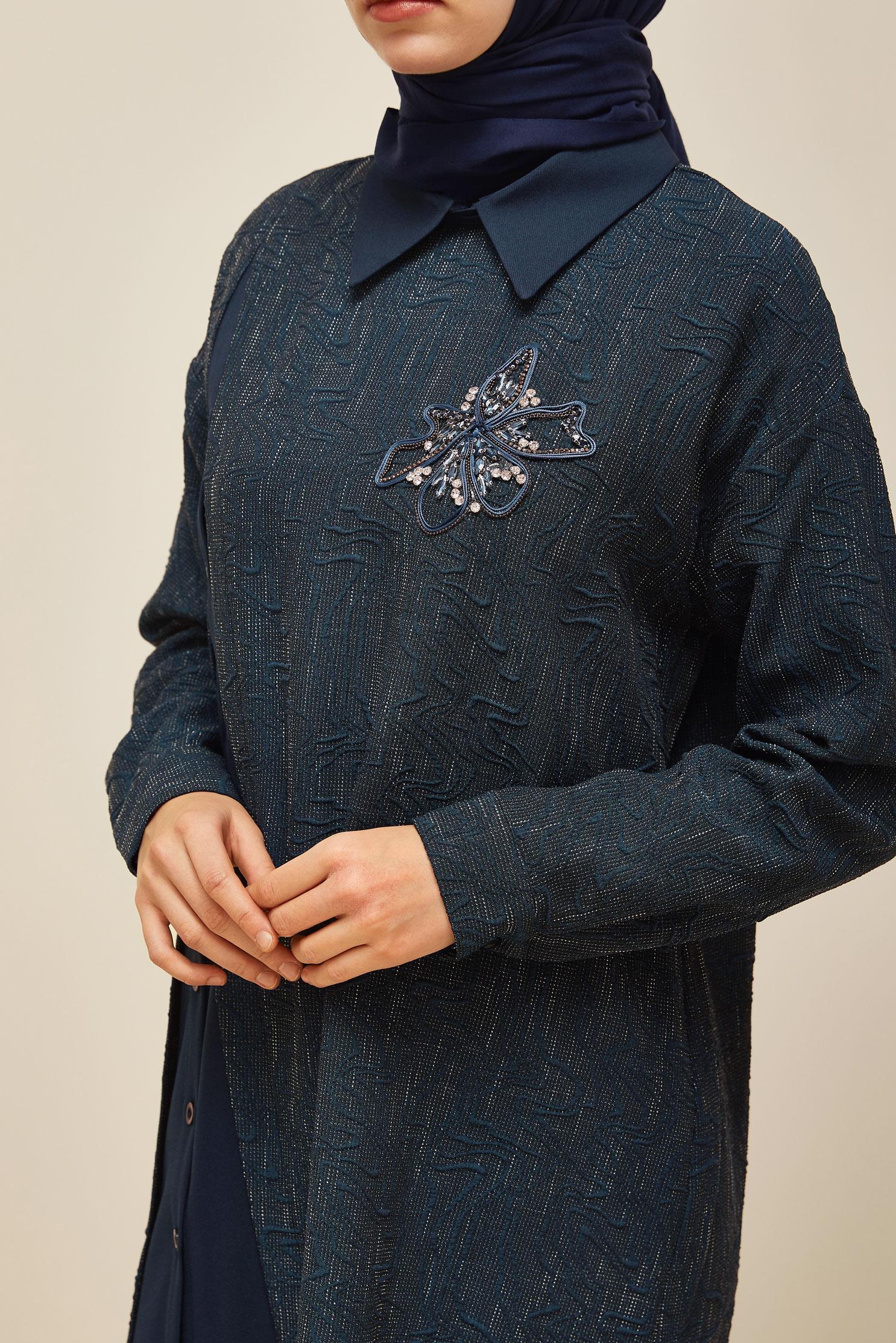 Tesettür giyim LACİVERT TAŞ BASKILI TUNİK 46051