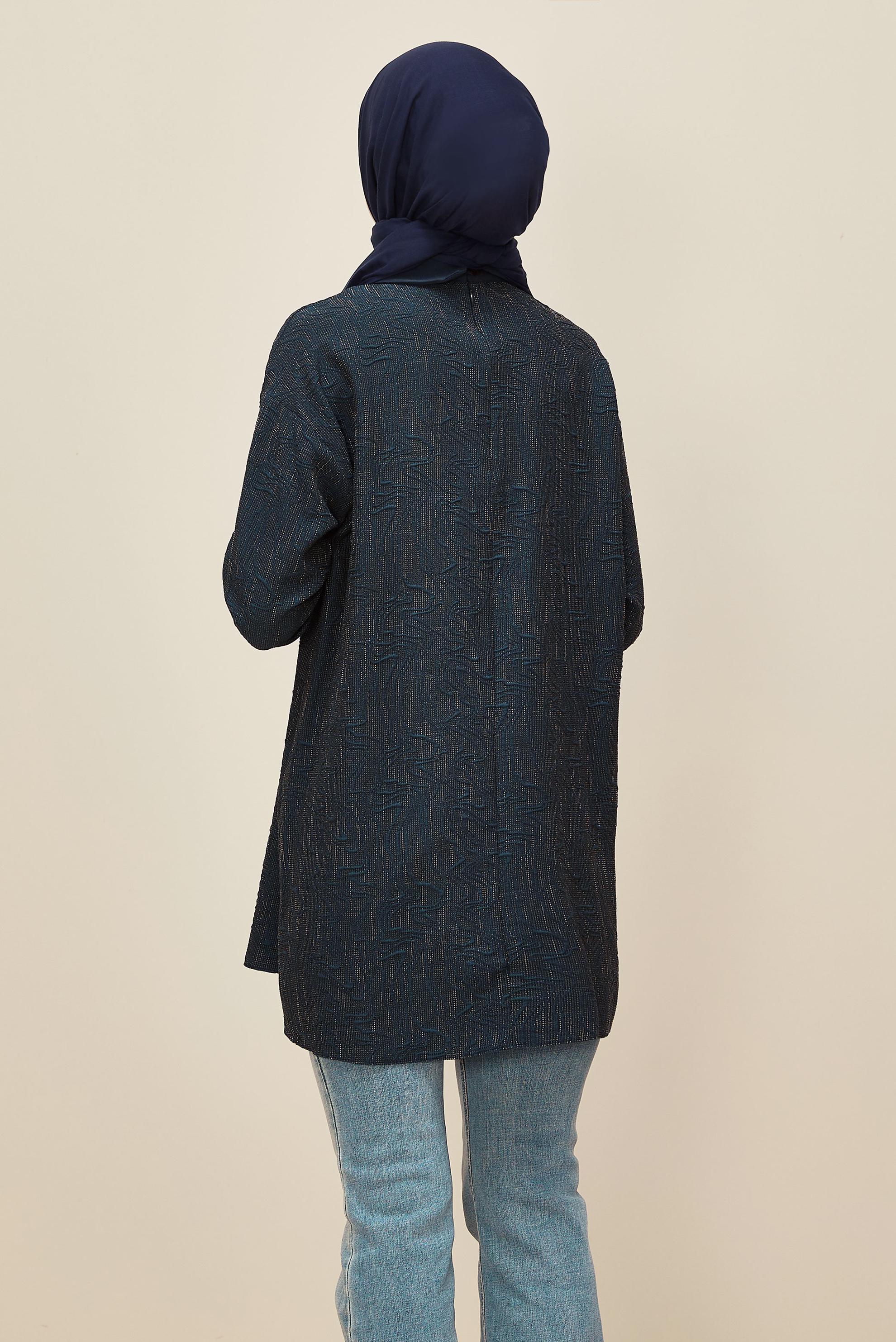 Tesettür giyim LACİVERT TAŞ BASKILI TUNİK 46051