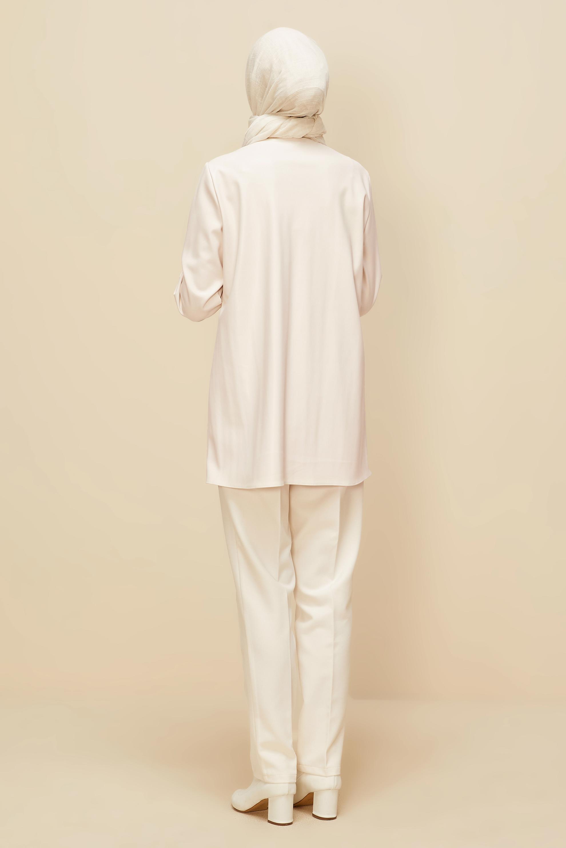 Tesettür giyim BEYAZ SUNİ DERİ TUNİK 46059