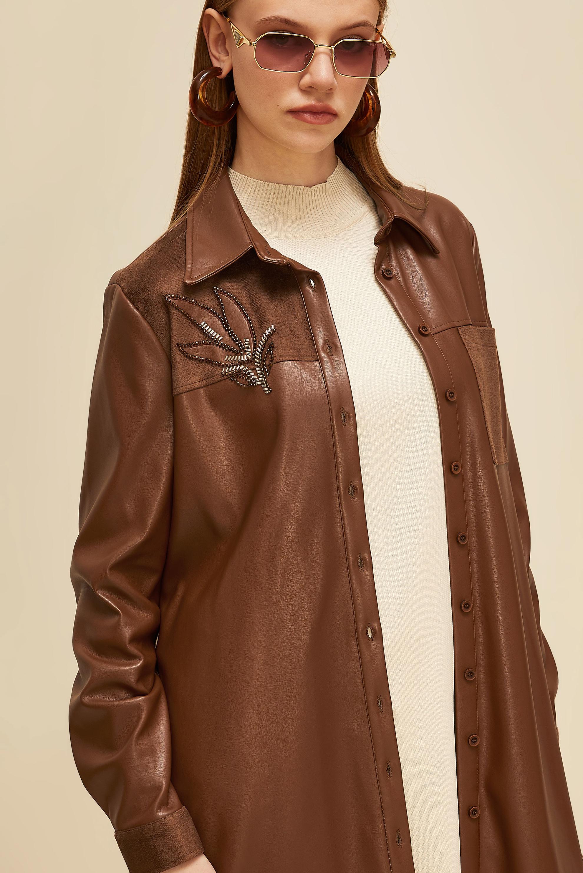 Hijab clothing TABA FAUX LEATHER TUNIC 46059