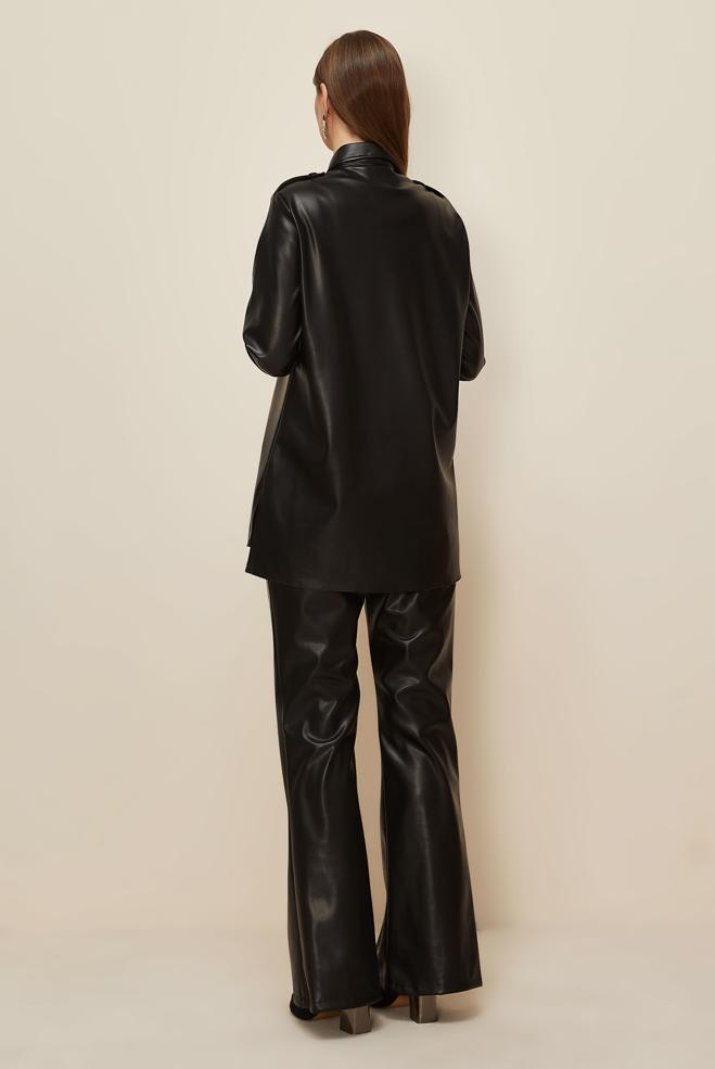 Tesettür giyim SİYAH 46063 ZARA DERİ TUNİK 38-46 TEK 42 ÇİFT 40 - ALVİNA