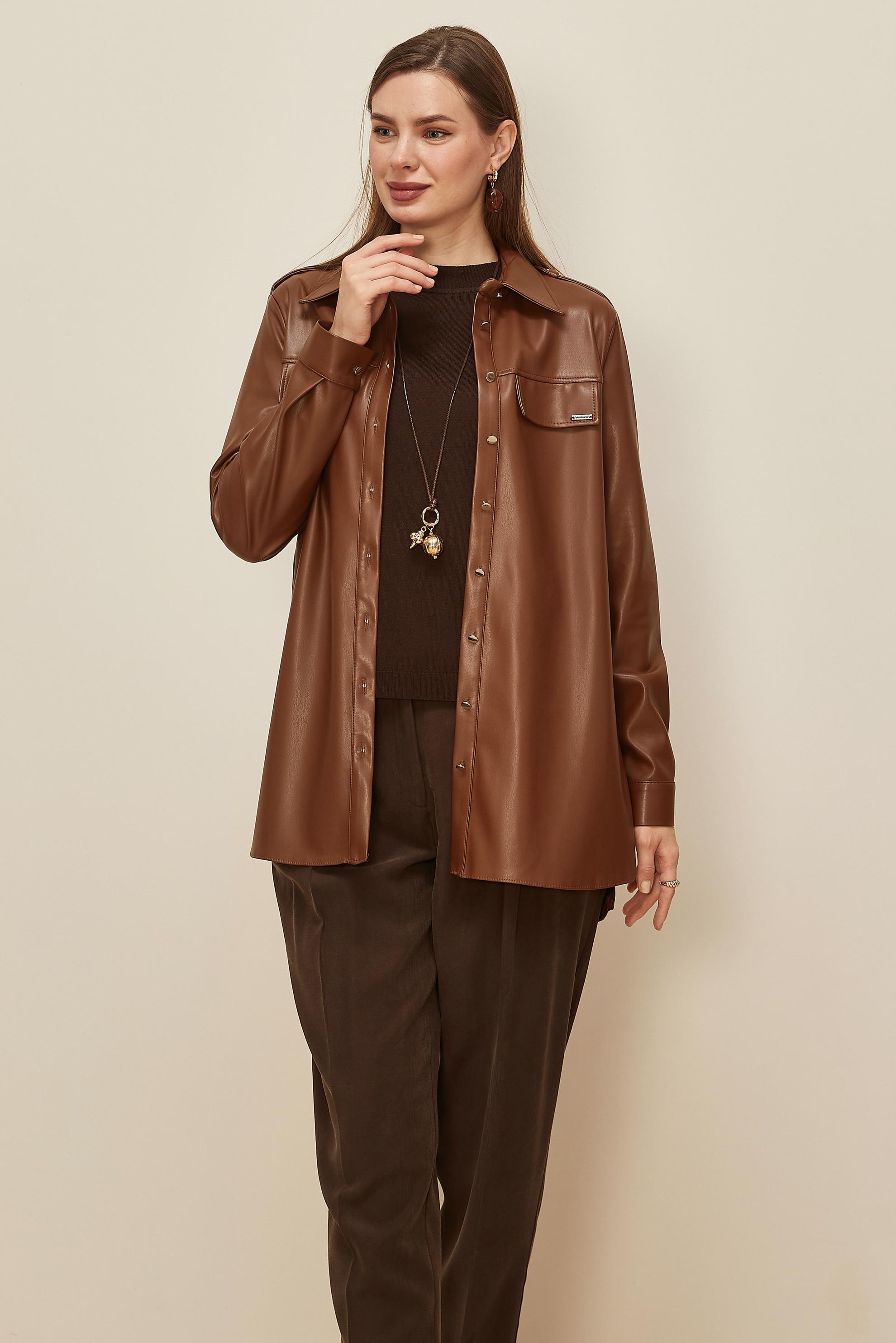 Tesettür giyim TABA 46063 ZARA DERİ TUNİK 38-46 TEK 42 ÇİFT 40