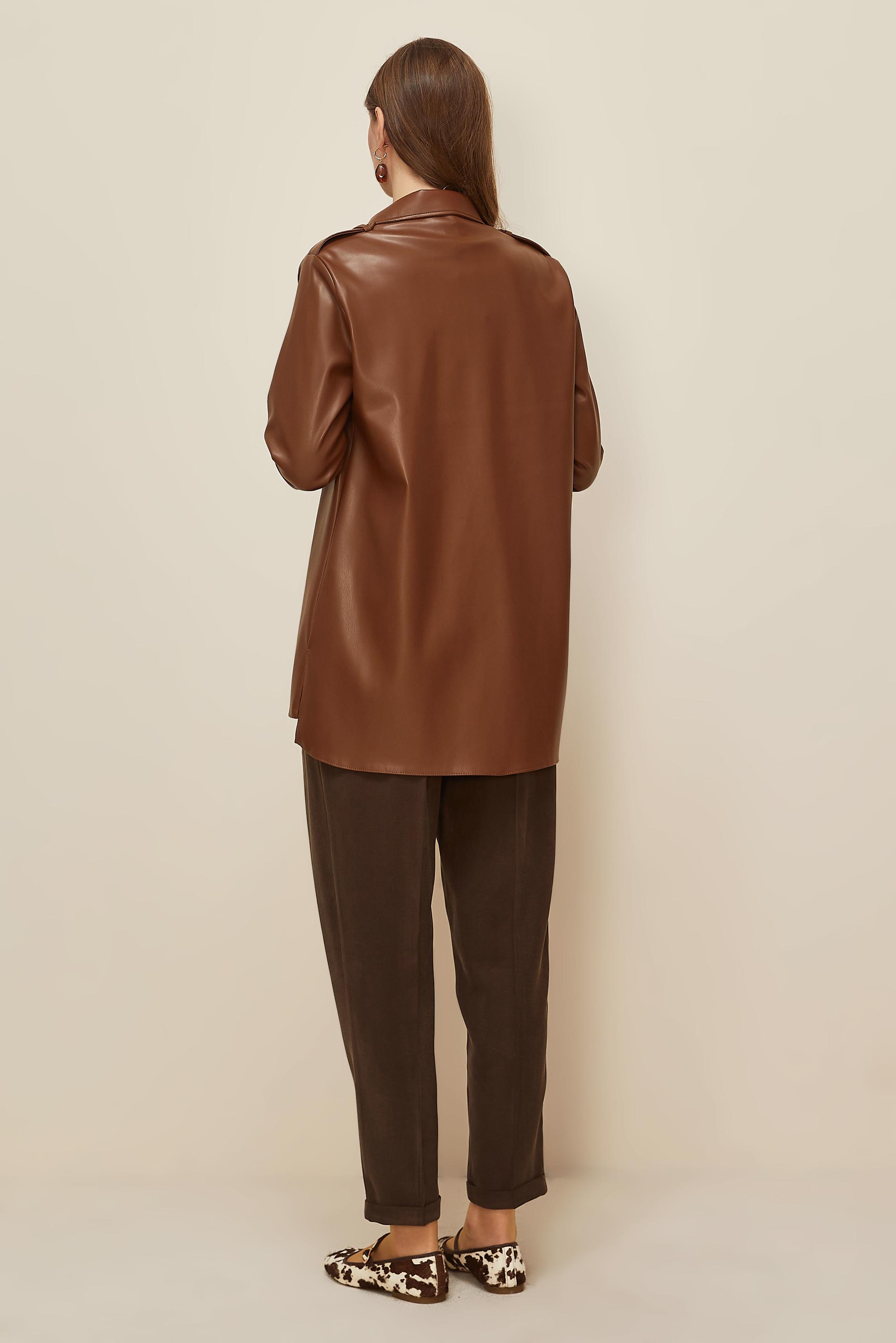 Tesettür giyim TABA 46063 ZARA DERİ TUNİK 38-46 TEK 42 ÇİFT 40