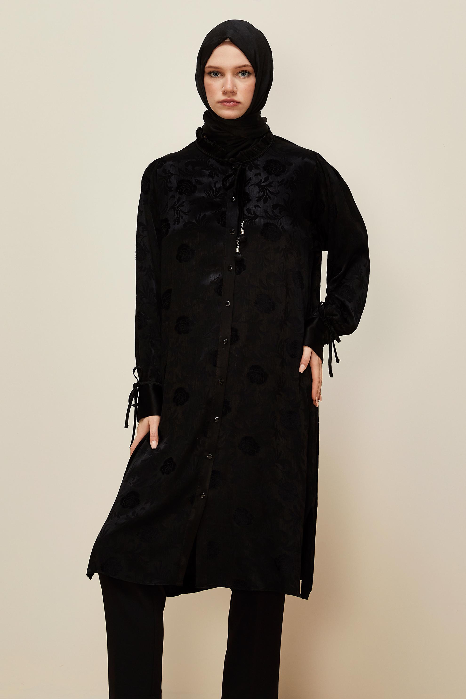 Hijab clothing BLACK SATIN TUNIC 46076
