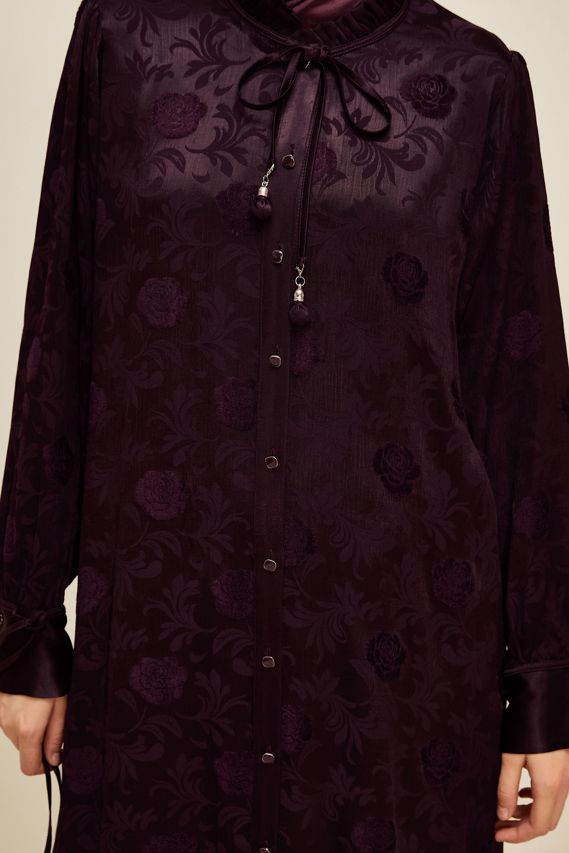 Tesettür giyim BORDO SATEN TUNİK 46076