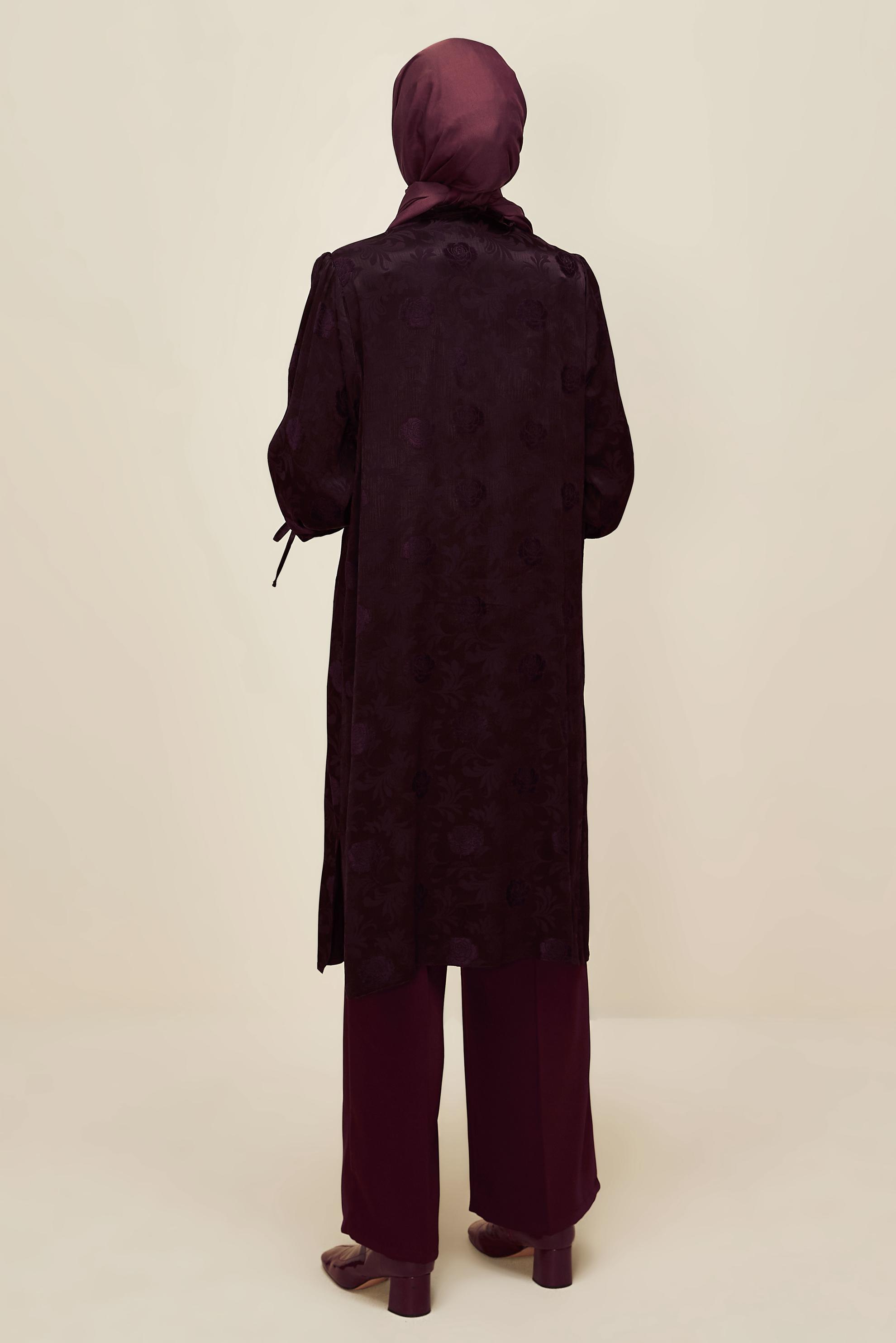 Tesettür giyim BORDO SATEN TUNİK 46076