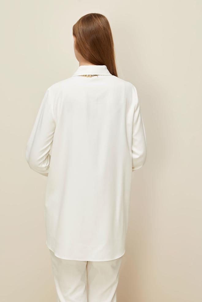 Vêtements hijab BLANC TUNIQUE COL CHEMISE 46079 - ALVİNA