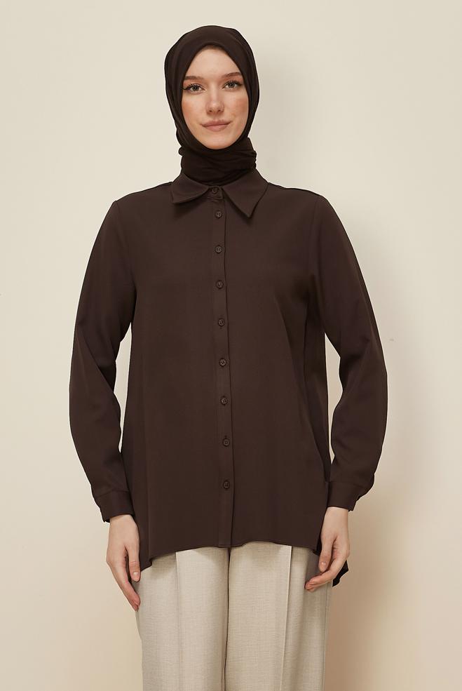 Tesettür giyim KAHVE 46079 43961 TUNİK 38-44 - ALVİNA