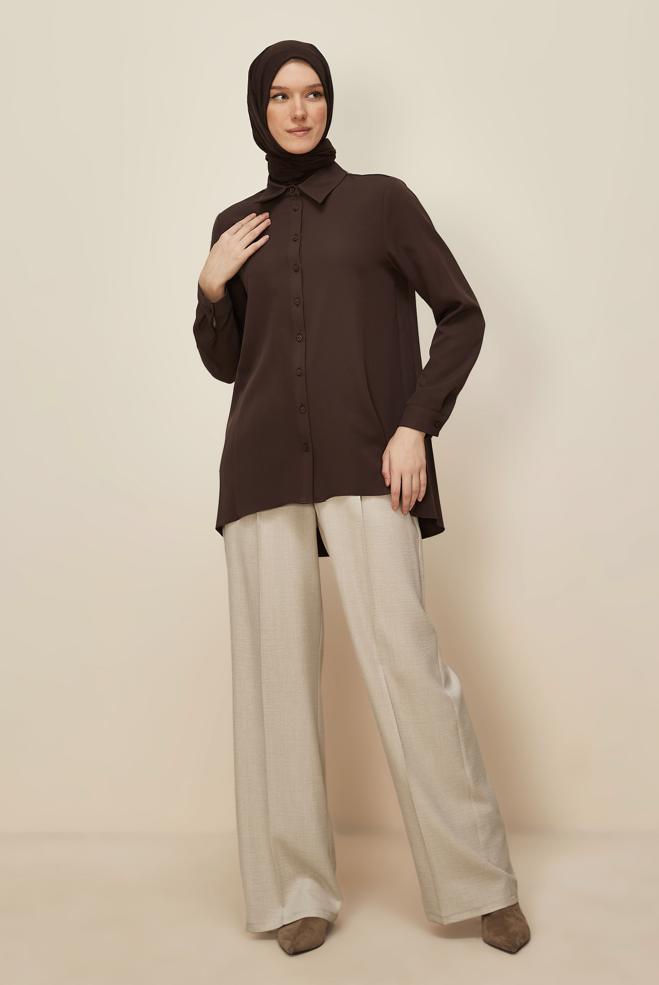 Tesettür giyim KAHVE 46079 43961 TUNİK 38-44 - ALVİNA