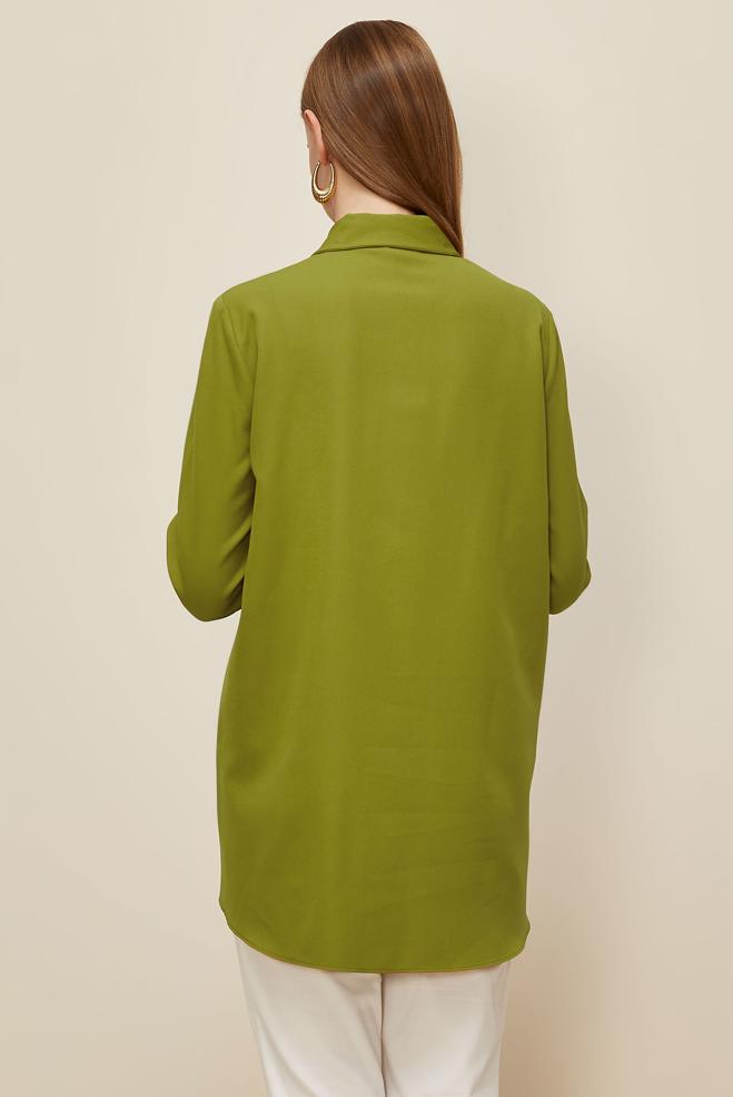 Vêtements hijab VERT TUNIQUE COL CHEMISE 46079 - ALVİNA