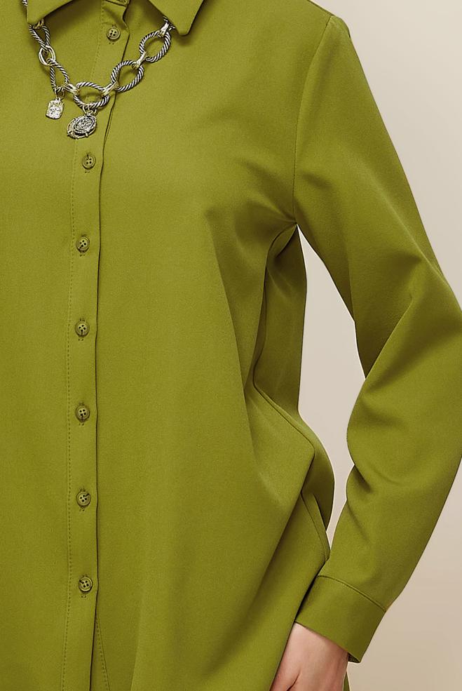Vêtements hijab VERT TUNIQUE COL CHEMISE 46079 - ALVİNA