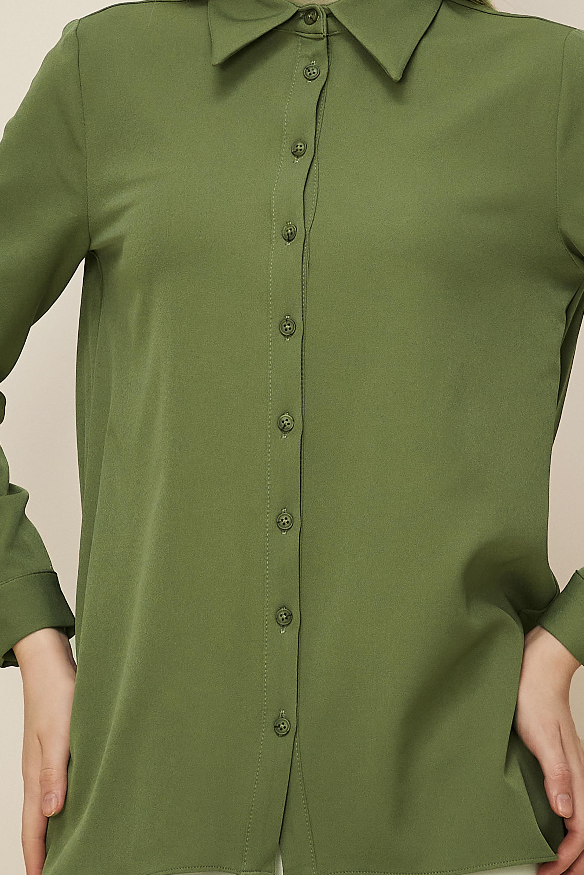 Tesettür giyim YEŞİL GÖMLEK YAKA TUNİK 46079