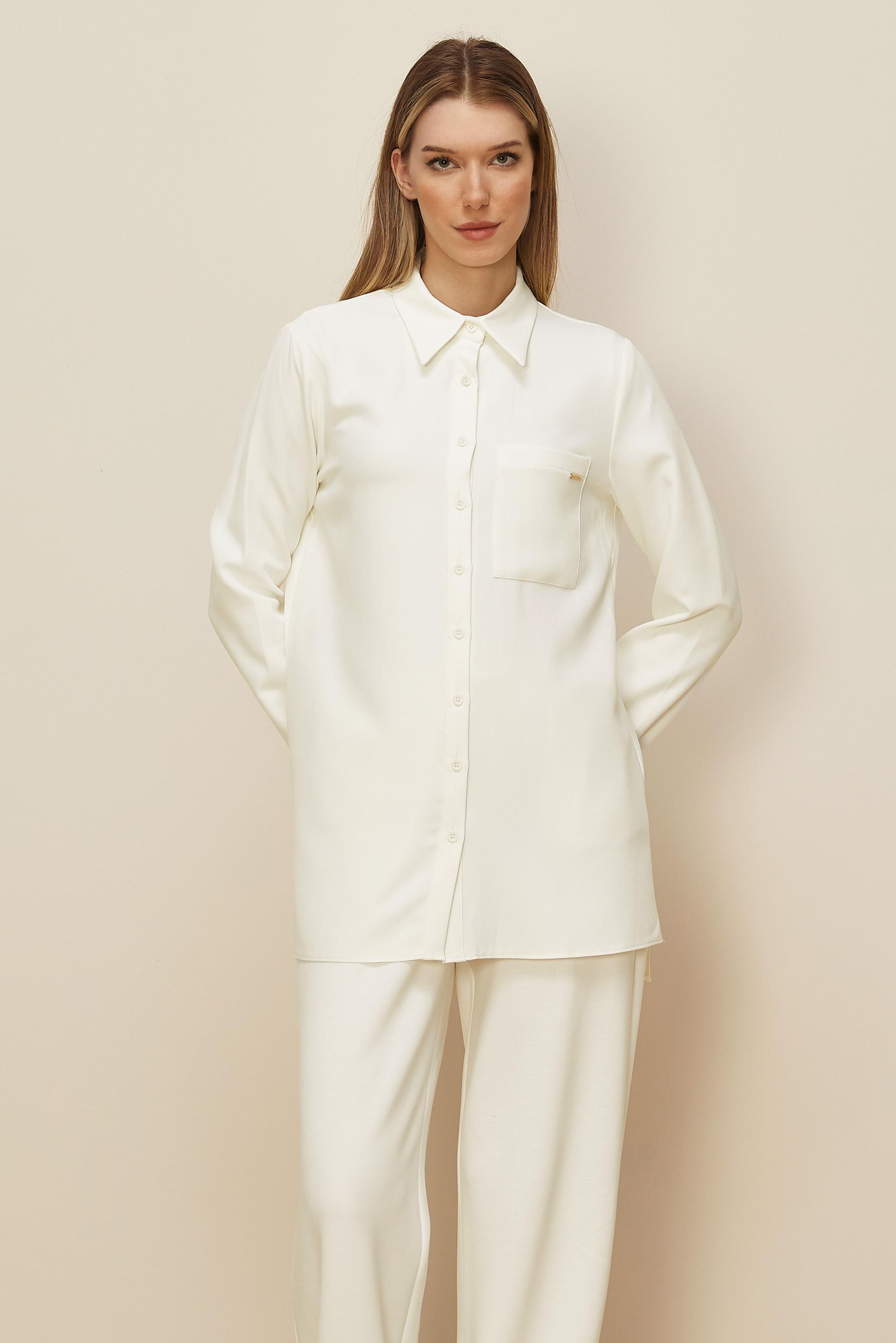 Tesettür giyim BEYAZ GÖMLEK TUNİK 46080