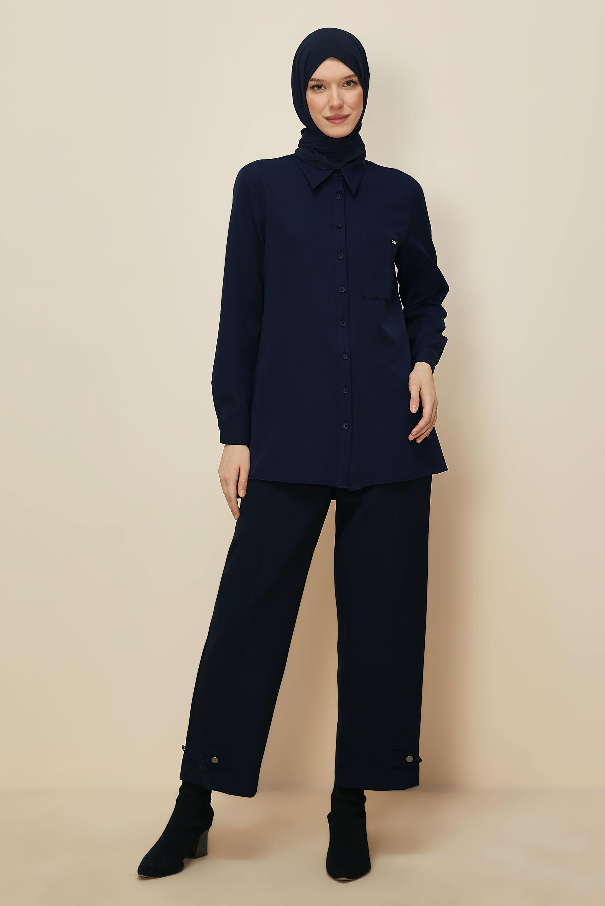Tesettür giyim LACİVERT GÖMLEK TUNİK 46080