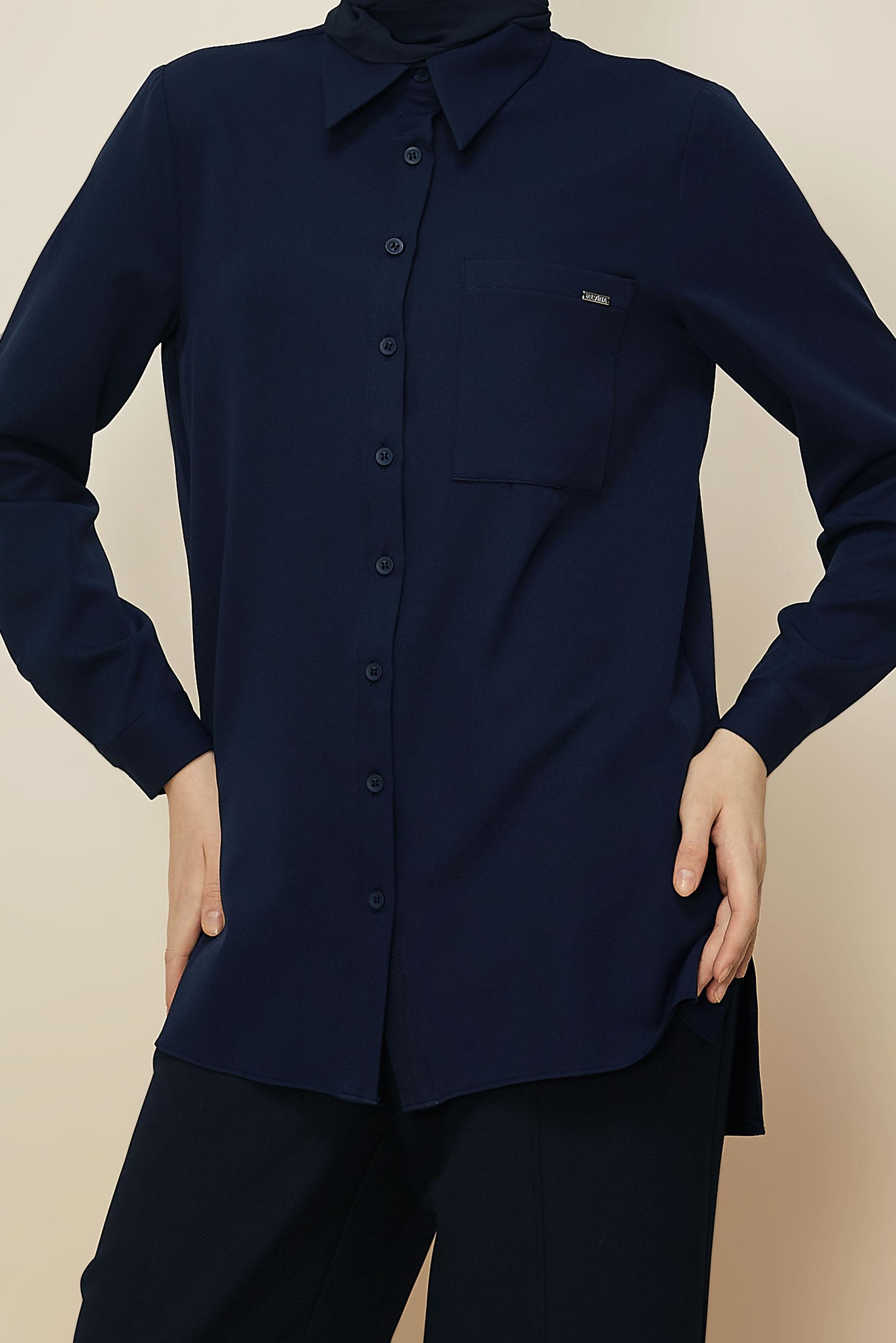 Tesettür giyim LACİVERT GÖMLEK TUNİK 46080