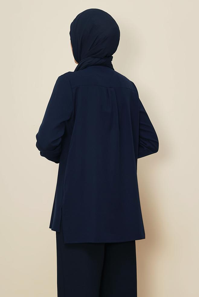 Tesettür giyim LACİVERT GÖMLEK TUNİK 46080 - ALVİNA