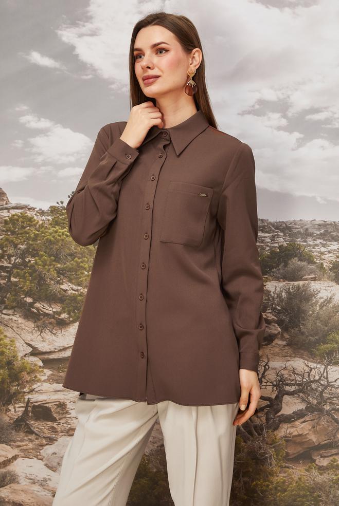 Tesettür giyim VİZON 46080 43961 TUNİK 38-46 TEK 42 - ALVİNA