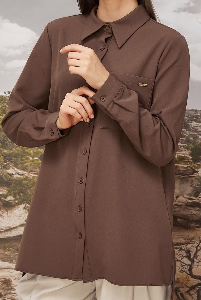 Tesettür giyim VİZON 46080 43961 TUNİK 38-46 TEK 42 - ALVİNA