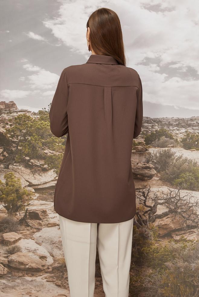 Tesettür giyim VİZON 46080 43961 TUNİK 38-46 TEK 42 - ALVİNA