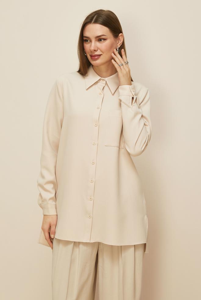 Tesettür giyim EKRU 46080 43961 TUNİK 38-46 TEK 42 - ALVİNA