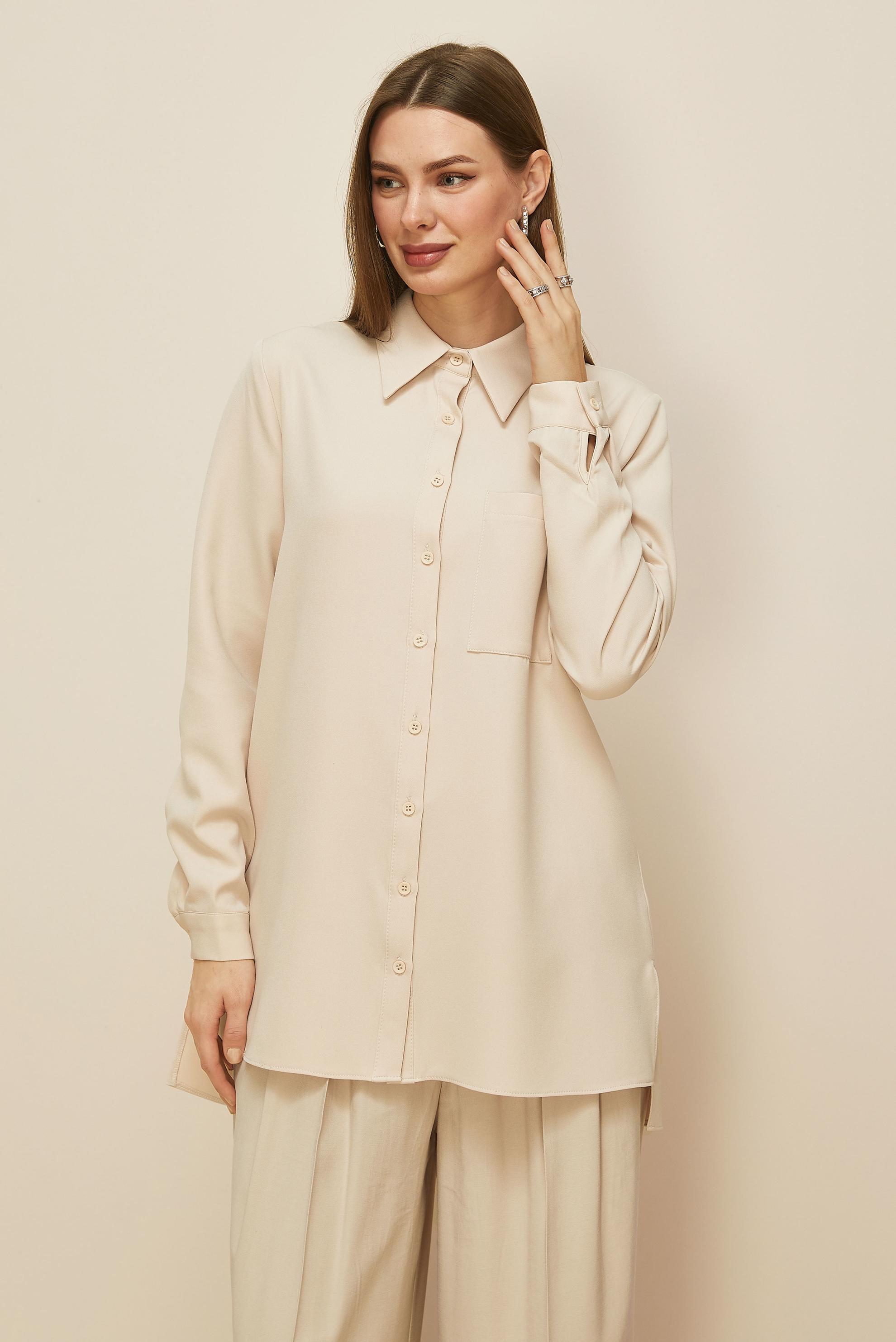 Tesettür giyim EKRU 46080 43961 TUNİK 38-46 TEK 42