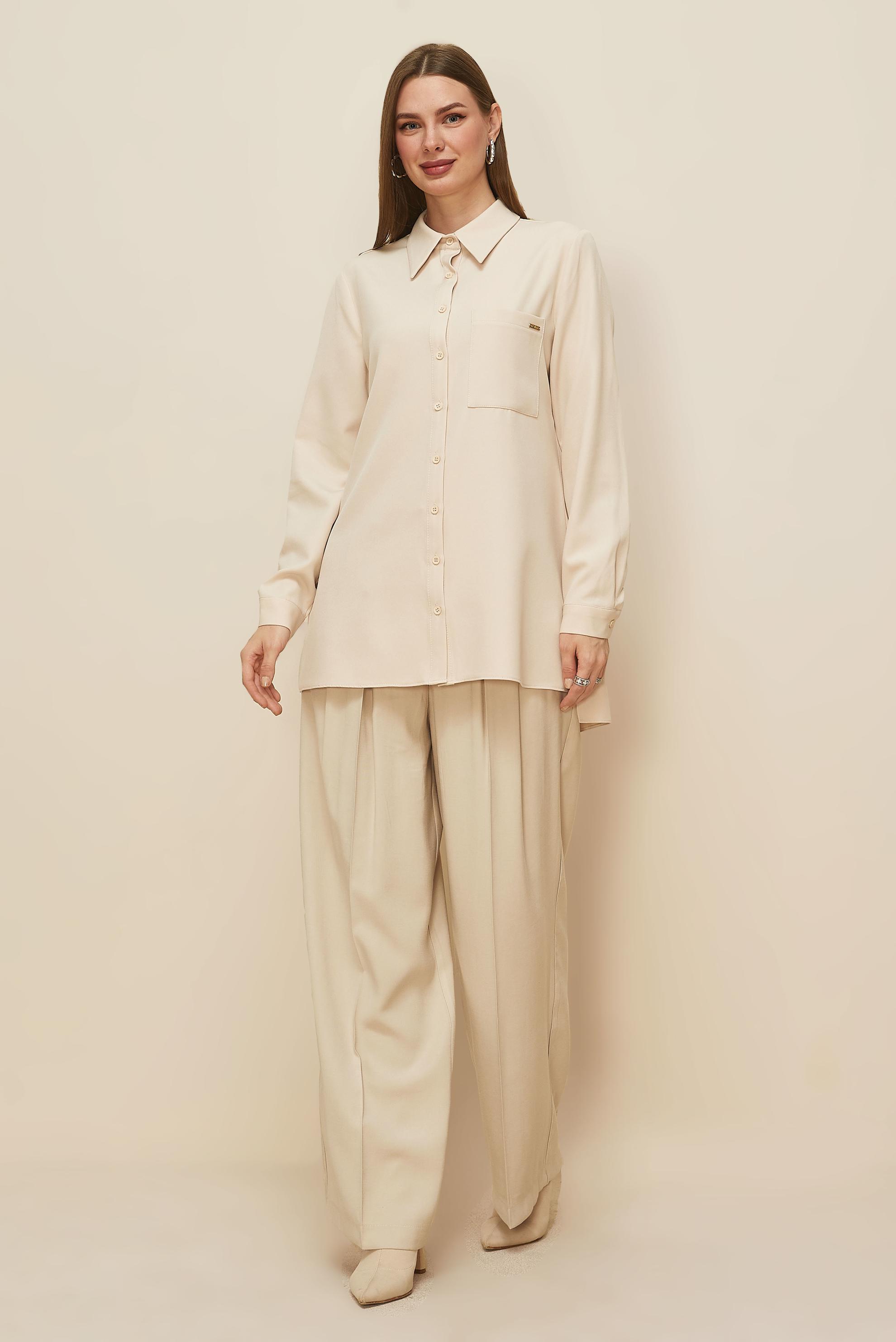 Tesettür giyim EKRU 46080 43961 TUNİK 38-46 TEK 42