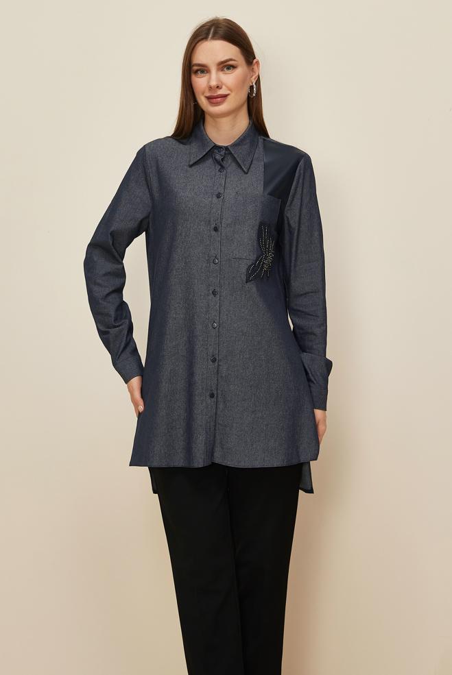 Tesettür giyim LACİVERT 46081 90607 TUNİK 38-46 TEK40 - ALVİNA