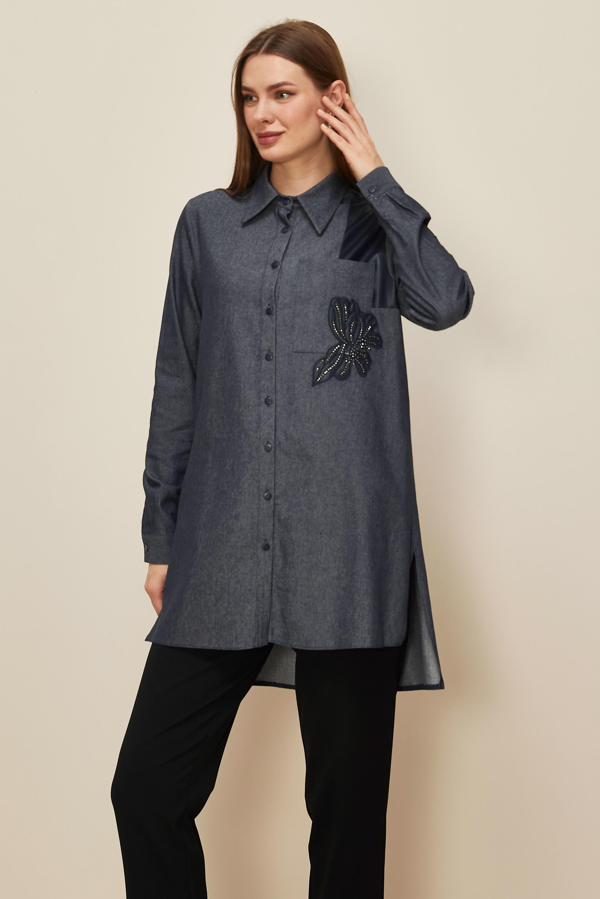 Tesettür giyim LACİVERT 46081 90607 TUNİK 38-46 TEK40