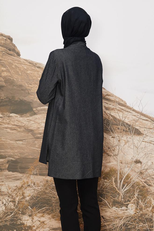 Tesettür giyim LACİVERT 46081 90607 TUNİK 38-46 TEK40 - ALVİNA