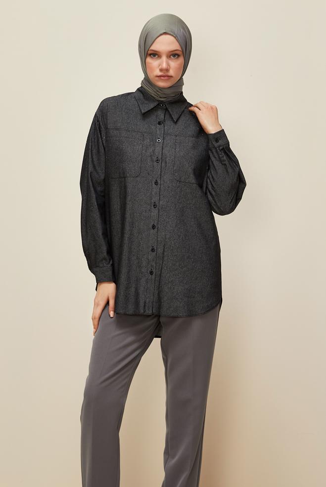 Hijab clothing NAVY BLUE 46082 90607 TUNİK 38-46 TEK 40 - ALVİNA