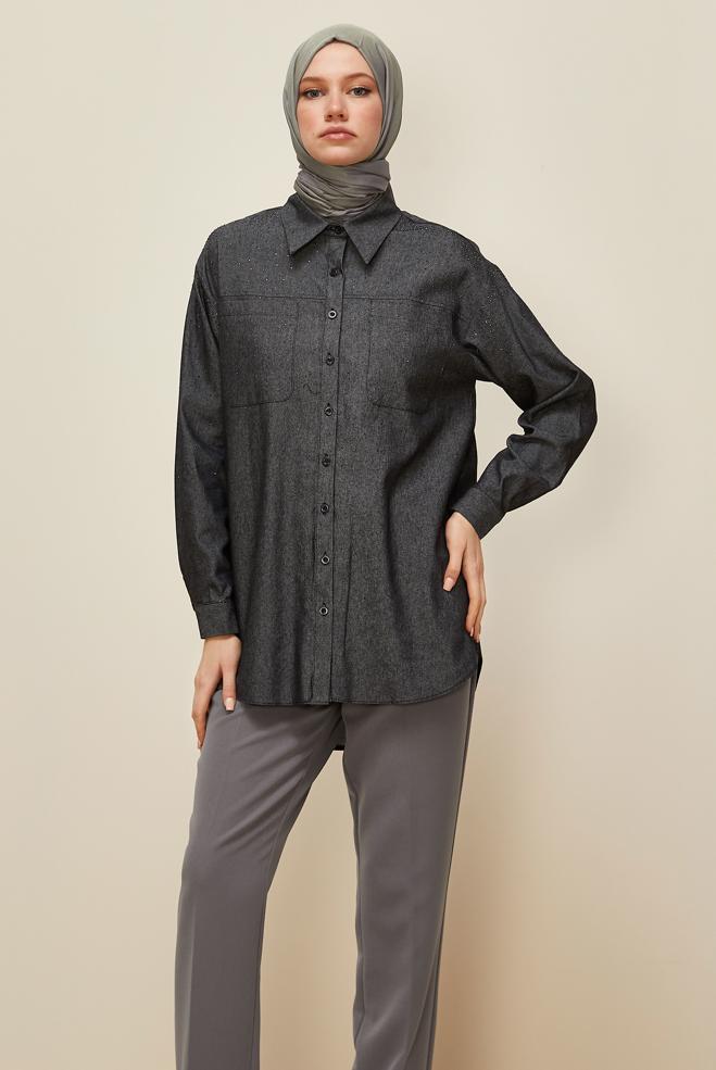 Hijab clothing NAVY BLUE 46082 90607 TUNİK 38-46 TEK 40 - ALVİNA