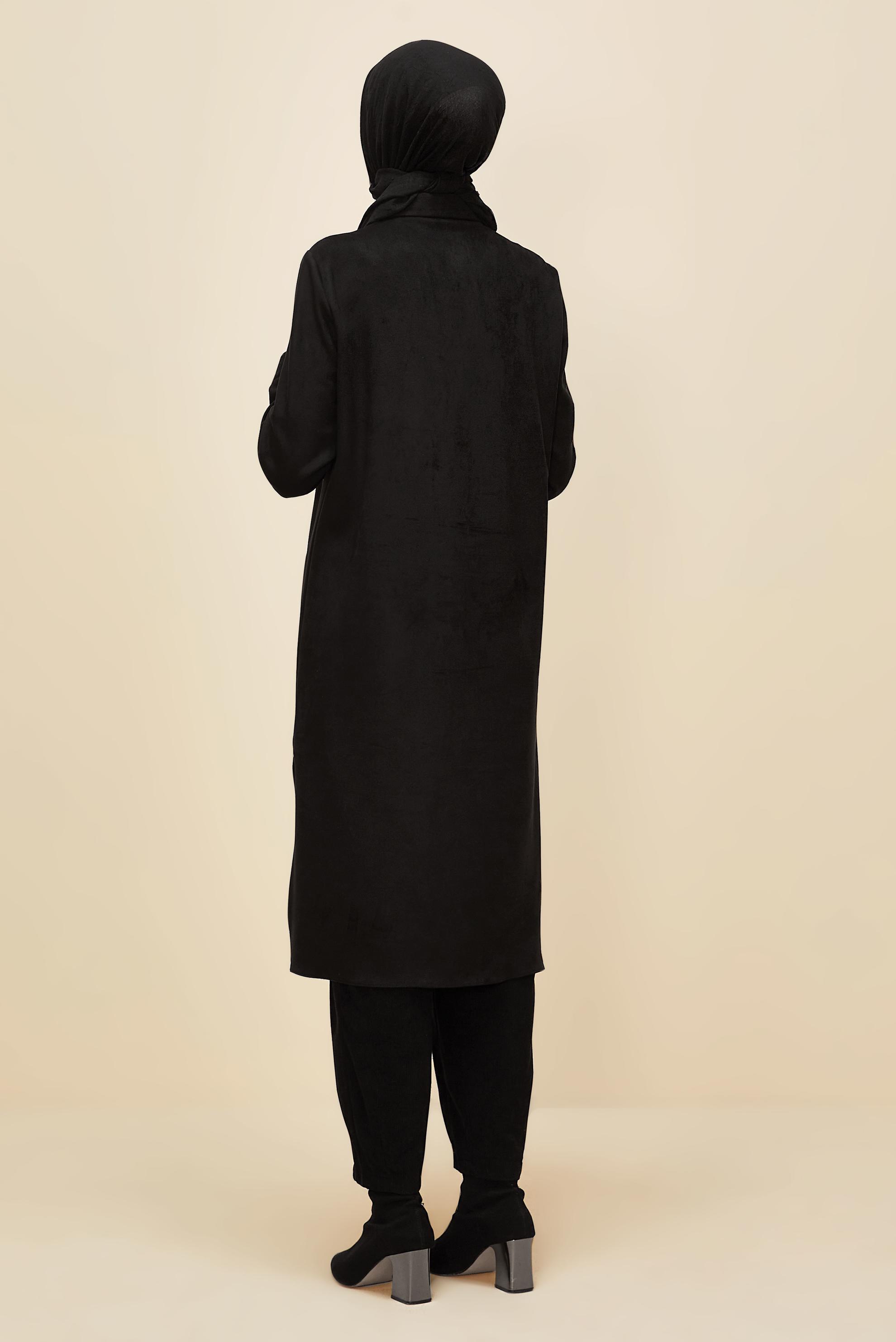 Tesettür giyim SİYAH SÜET TUNİK 46086