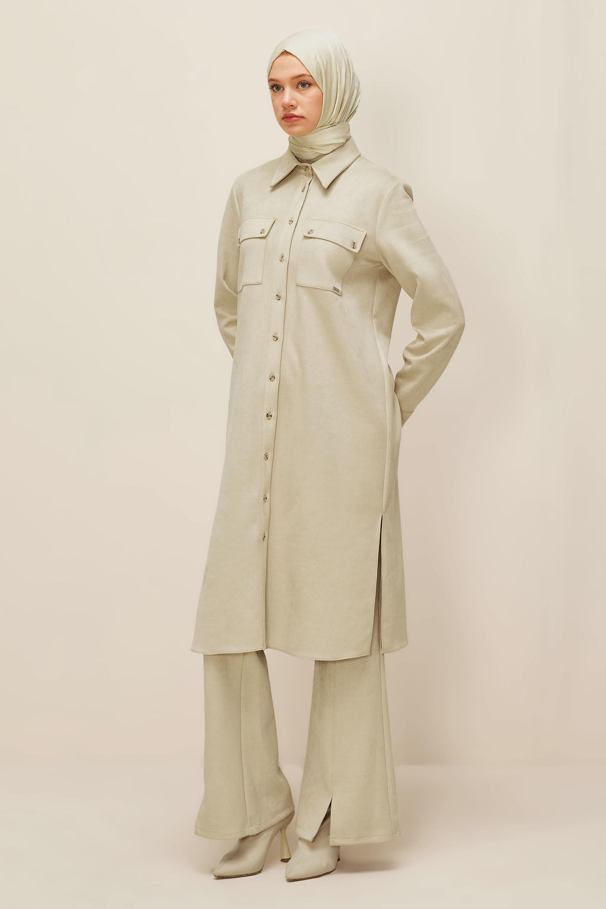 Hijab clothing BEIGE SUEDE TUNIC 46086