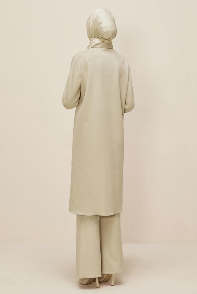 Hijab clothing BEIGE SUEDE TUNIC 46086 - ALVİNA