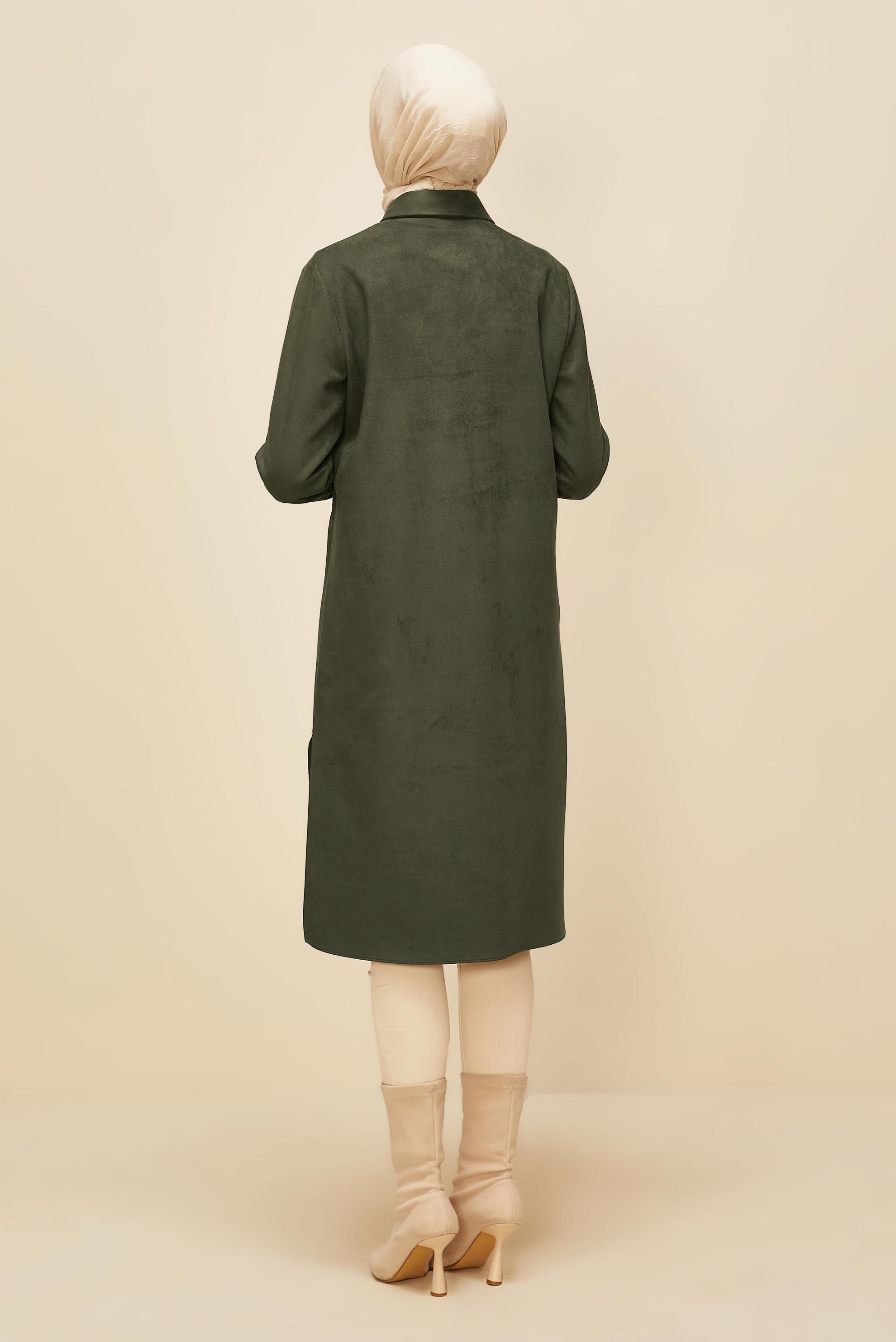 Tesettür giyim HAKİ SÜET TUNİK 46086