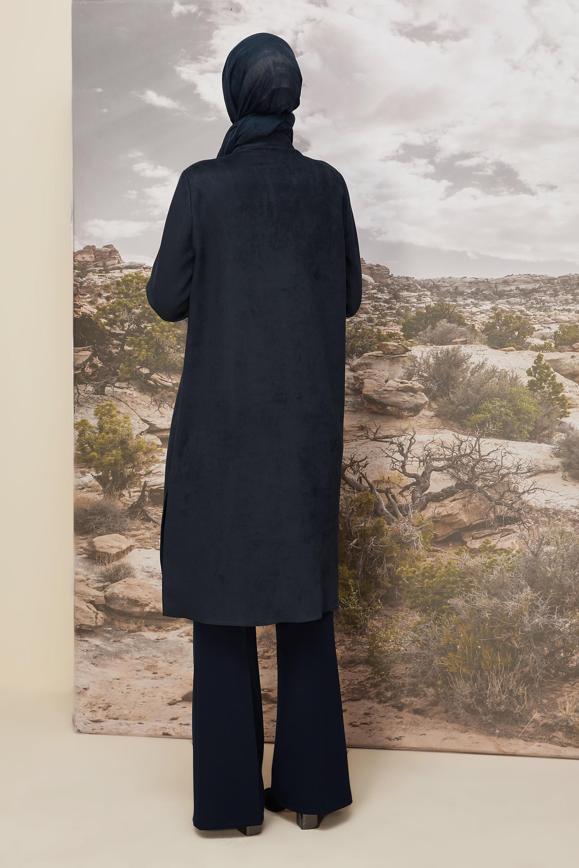 Tesettür giyim LACİVERT 46086 EDNA SÜET TUNİK 38-46 TEK 42