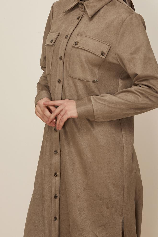 Hijab clothing BROWN SUEDE TUNIC 46086 - ALVİNA