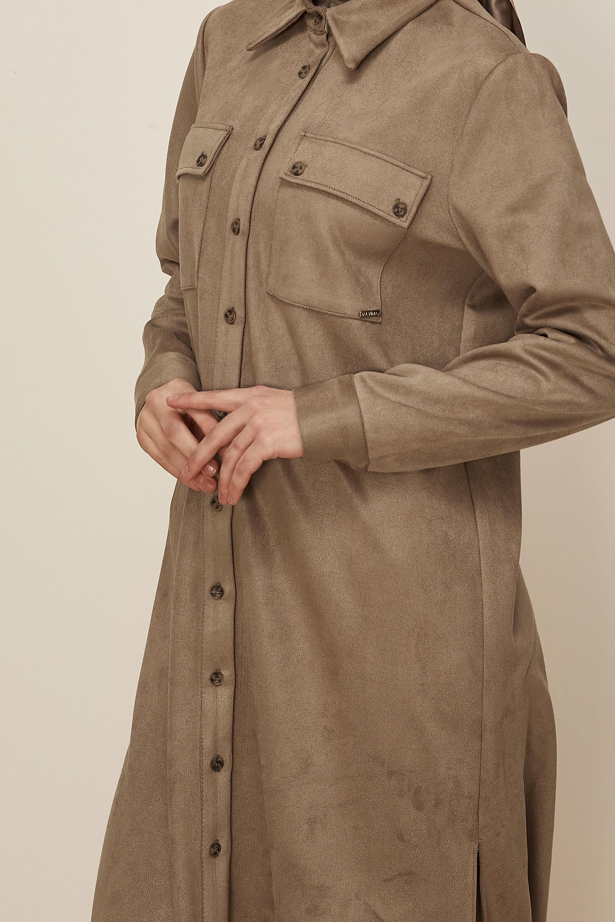 Tesettür giyim KAHVE SÜET TUNİK 46086