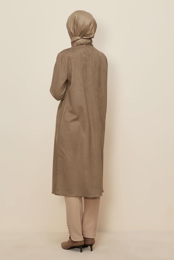 Hijab clothing BROWN SUEDE TUNIC 46086 - ALVİNA