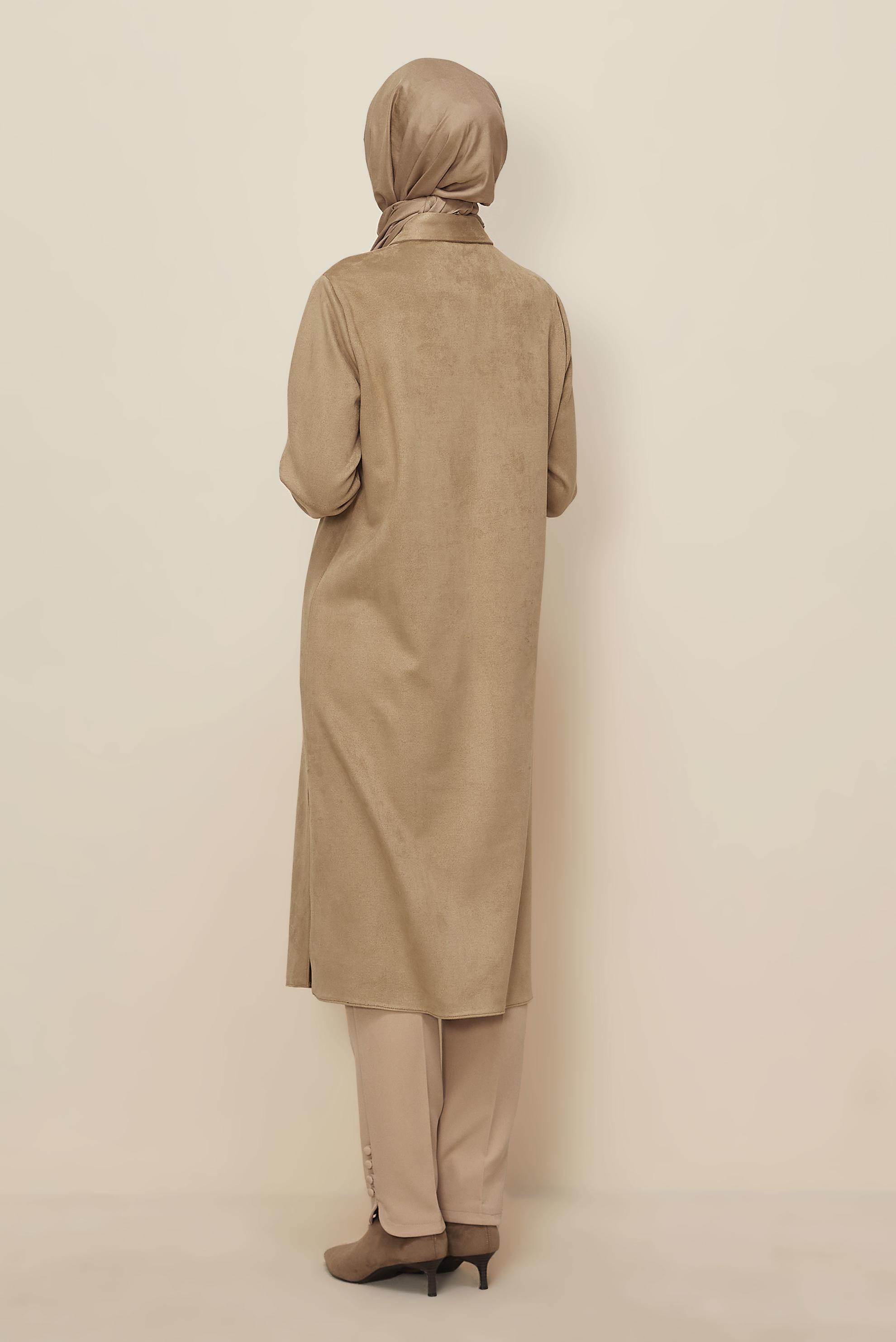 Tesettür giyim KAHVE SÜET TUNİK 46086