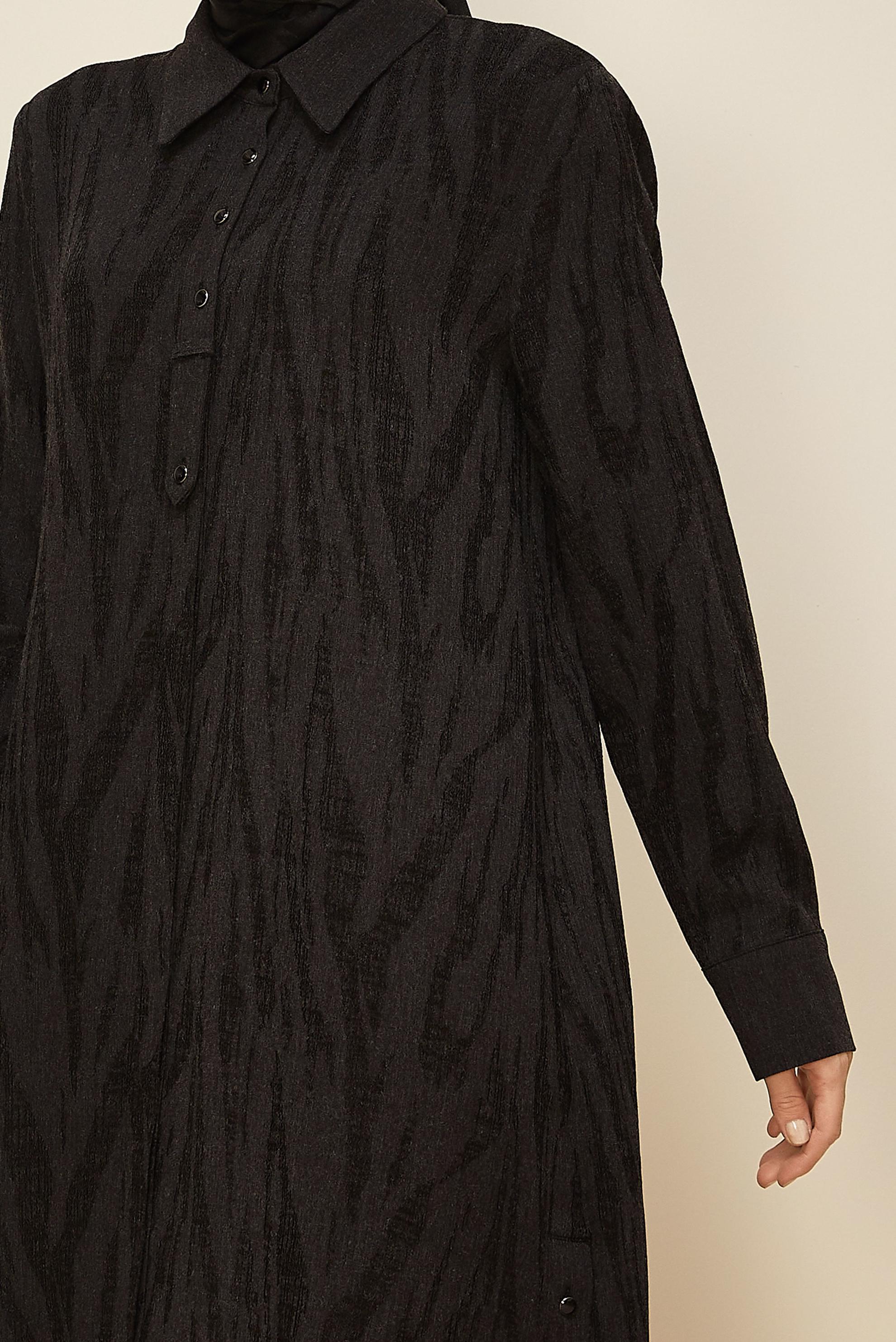 Hijab clothing BLACK JACQUARD SHIRT COLLAR TUNIC 46087