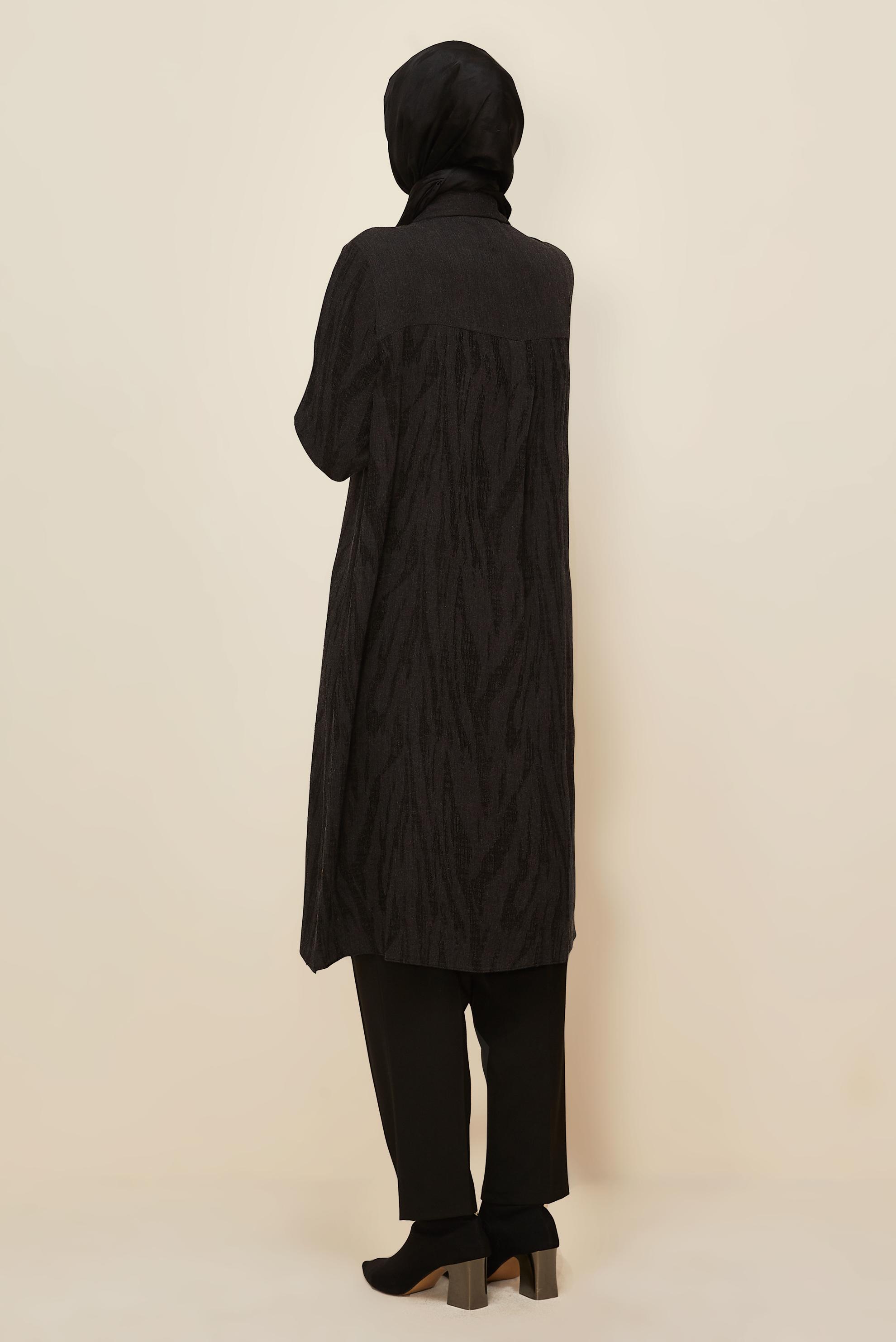 Hijab clothing BLACK JACQUARD SHIRT COLLAR TUNIC 46087