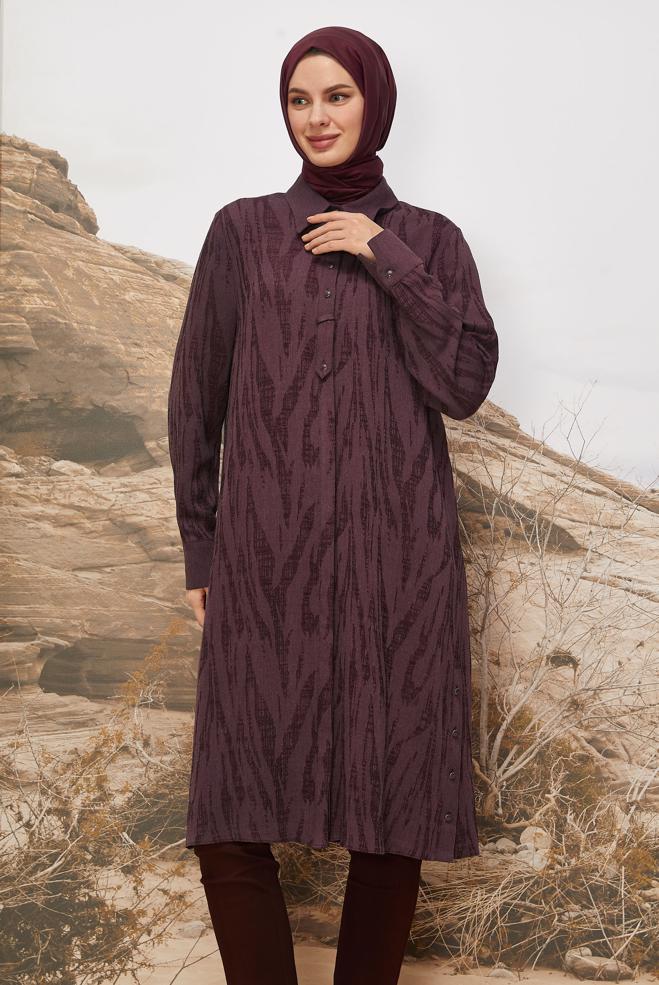 Tesettür giyim BORDO 46087 JAKAR 740 TUNİK 40-48 TEK 42 - ALVİNA