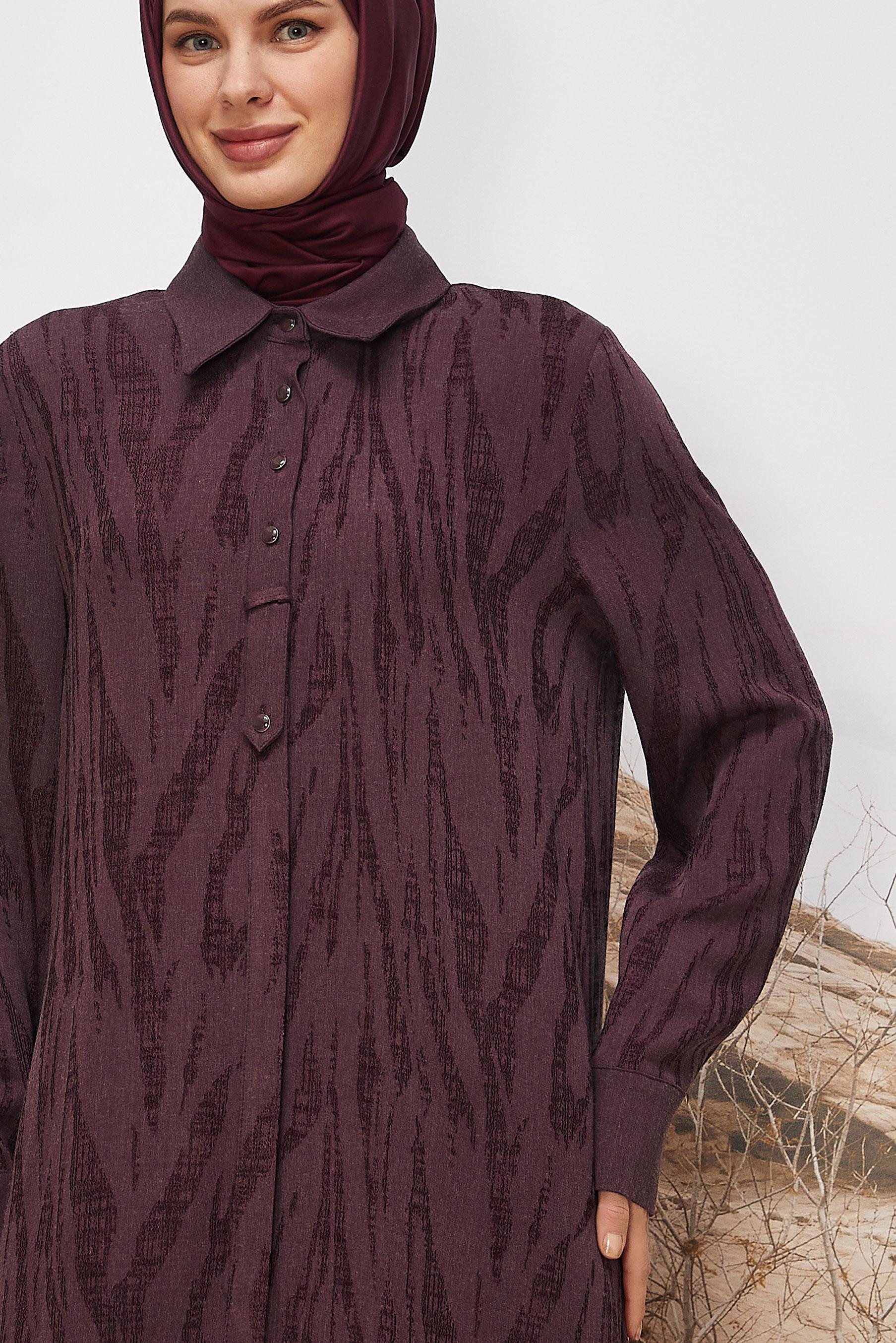 Tesettür giyim BORDO 46087 JAKAR 740 TUNİK 40-48 TEK 42