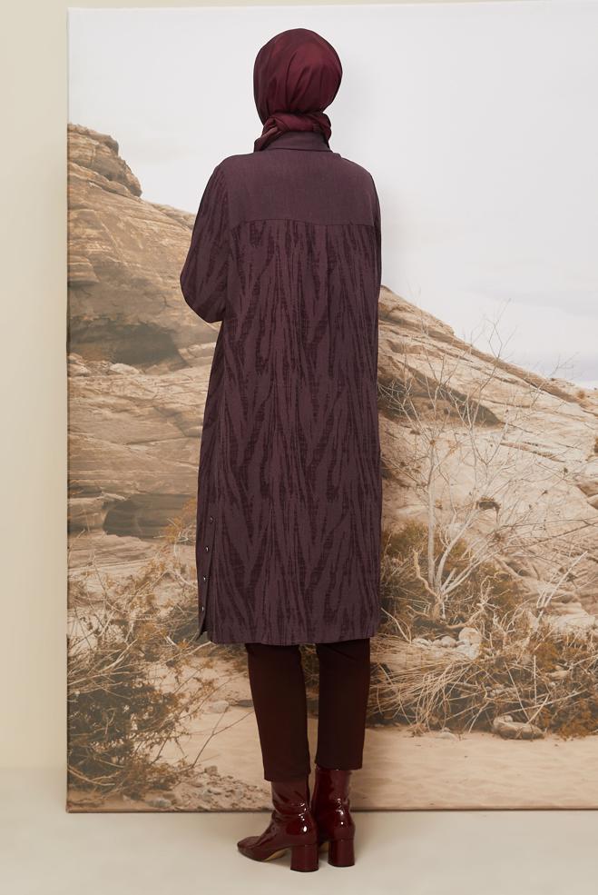 Tesettür giyim BORDO 46087 JAKAR 740 TUNİK 40-48 TEK 42 - ALVİNA