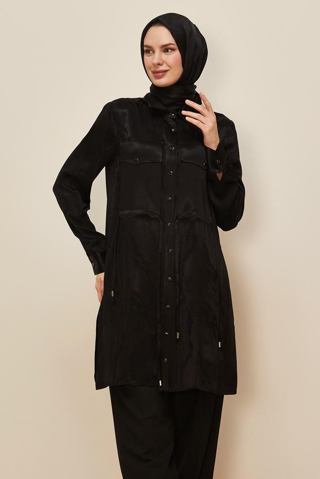 Tesettür giyim SİYAH 46088 8859 TUNİK 38-44 TEK 40 - ALVİNA